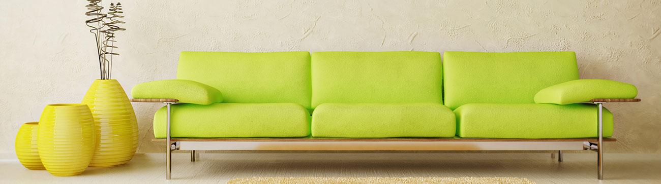 Bright green lounge in a contemporary interior